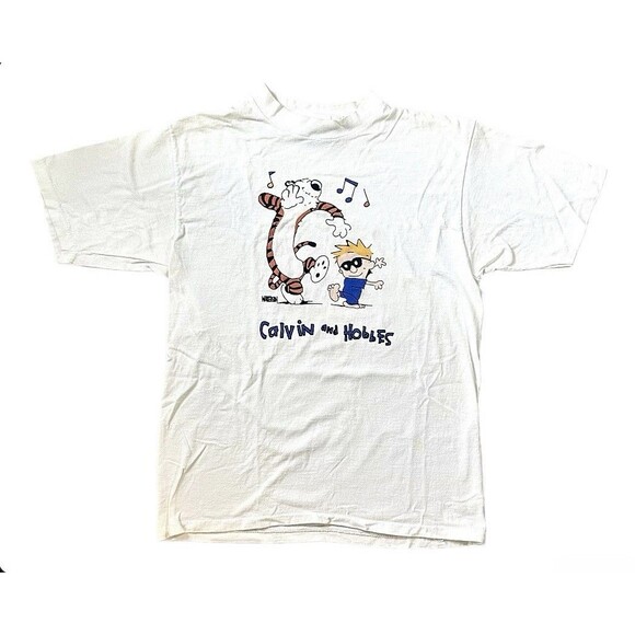 Rare Vintage 90’s Calvin And Hobbes Single Stitch T Shirt - Picture 1 of 6
